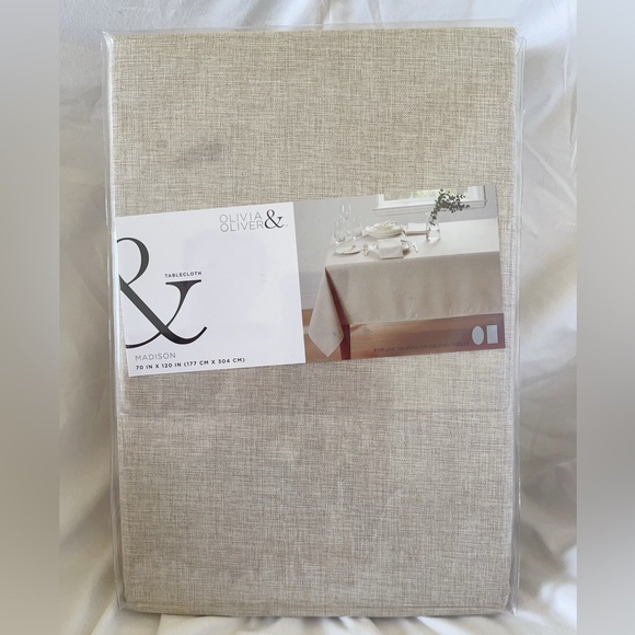 Olivia & Oliver Tablecloth multiple sizes in Madison Sand For Oblong/Oval Tables - Picture 4 of 5